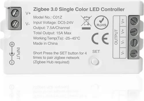 Vista 10 de ZigBee - Controlador LED 3.0 C02Z CCT Dual Blanco LED Tira de luz regulable compatible con Echo Plus Home-kit Zigbee Hub Bridge requiere DC5-24V