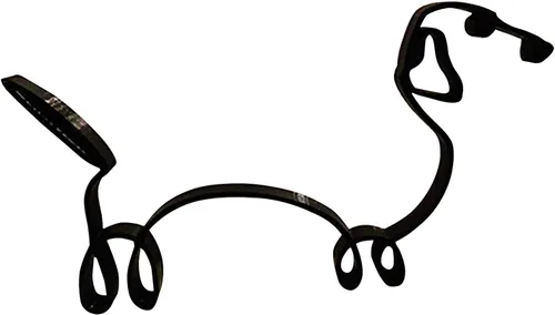Vista 10 de JOYO Escultura de pared con movimiento gráfico de perro de línea metálica, decoración moderna de marco geométrico abstracto de animal, decoración