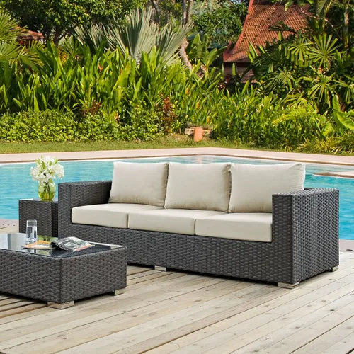 Vista 2 de Modway - Sillón para exteriores Lienzo antiguo Beige