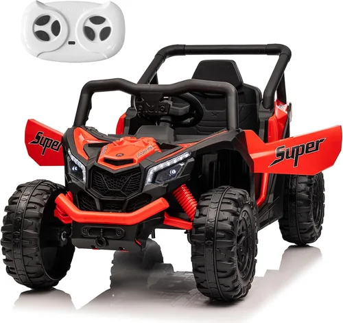 Vista 9 de Run Fast - Automóvil eléctrico de 12 V para niños con control remoto para padres, juguete de paseo con batería eléctrica para niños de 3 a 5 años