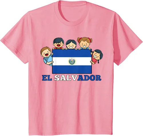 Vista 58 de Camiseta salvadoreña del Mes de la Herencia Hispana con la bandera de El Salvador para niños, Negro