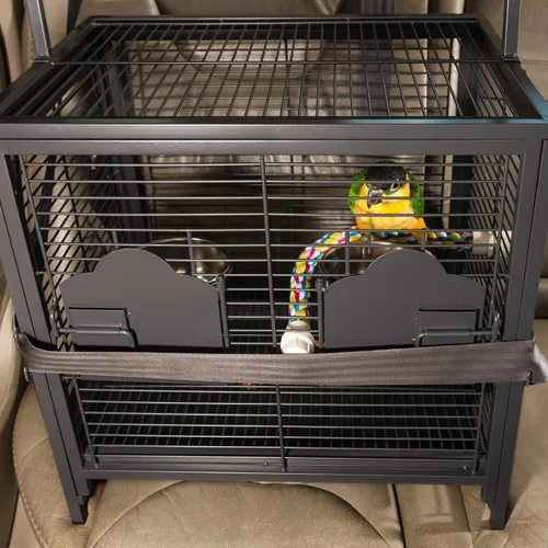 Vista 6 de Prevue Pet Products Transportador de viaje para pájaros, negro 18.8 pulgadas de largo x 14.9 pulgadas de ancho x 18.0 pulgadas de alto
