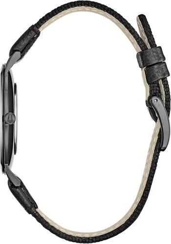 Vista 2 de Bulova Reloj de cuarzo con correa de cuero Nile Rodgers "We Are Family" para hombre de edición especial Estilo 98A222, Negro -, 98A 222