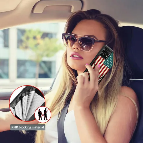 Vista 2 de Funda tipo cartera para Moto G Stylus 5G 2023 con soporte para tarjetas, bloqueo RFID, piel sintética, función atril, cierre magnético, funda
