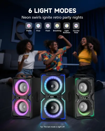 Vista 13 de Hotlemon Altavoz Bluetooth grande: 240 W pico potente sonido fuerte con graves profundos, tiempo de reproducción de 15 horas, carga rápida, TWS