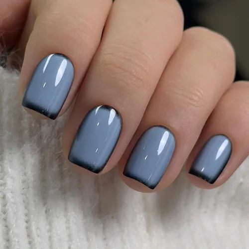 Vista 30 de CurvLife - Uñas postizas cuadradas cortas a presión, color blanco brillante Cuadrado Gradiente Blanco