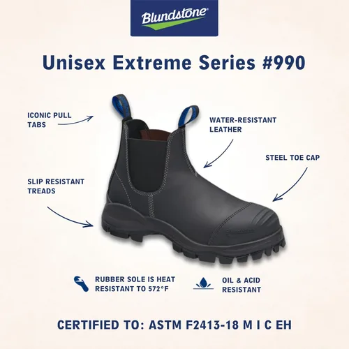 Vista 4 de Blundstone Botas unisex Extreme con punta de acero - Tallas AU estampadas en la parte inferior de la bota Negro