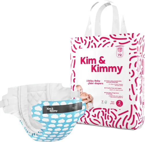Vista 7 de Kim & Kimmy Pañales ecológicos, talla 2, 9-18 libras, 72 pañales – Protección contra fugas de 12 horas, sin erupciones, hipoalergénicos, ultrasuaves