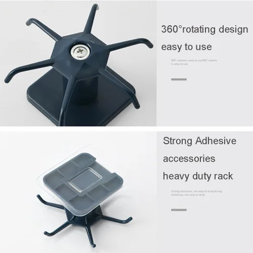Vista 7 de BAIEUEJO 2 ganchos de 360 rotaciones para debajo del gabinete, ganchos de cocina adhesivos sin clavos para utensilios/herramientas/toalla/cuchillo