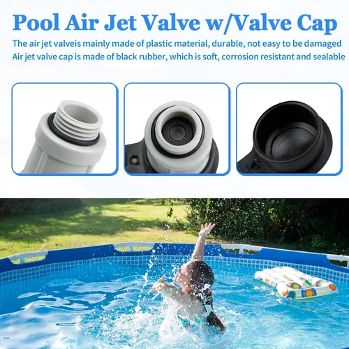Vista 5 de 12363 12373 - Válvula de chorro de aire y tapa de válvula de chorro de aire para entrada de piscina sobre el suelo Intex, tapa de válvulas