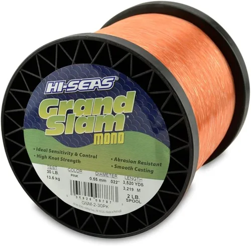 Vista 11 de HI-SEAS Grand Slam - Sedal de pesca de monofilamento, fuerte y resistente a la abrasión, en agua dulce y salada transparente, rosa, verde, azul