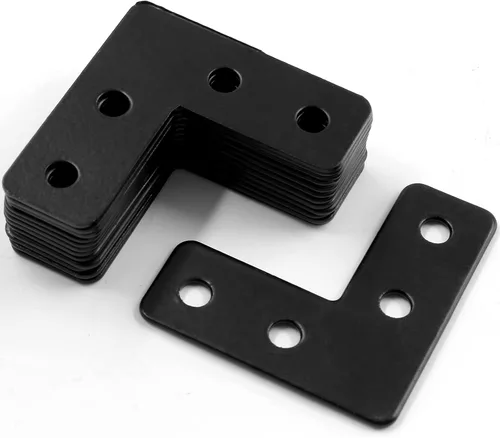 Vista 5 de BokWin 20 placas de reparación, soportes de esquina en forma de L, soportes de esquina planos negros para madera de 1.57 x 1.57/1.575 x 1.575 in