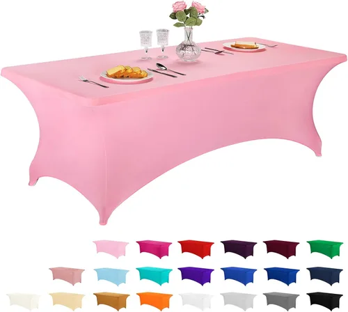 Vista 33 de LZY Cubierta de Mesa Elástica Ajustable de Spandex para Mesa Plegable de 6 pies, 4 pies o 8 pies, Mantel de Cóctel Rectangular, Perfecto para Champn