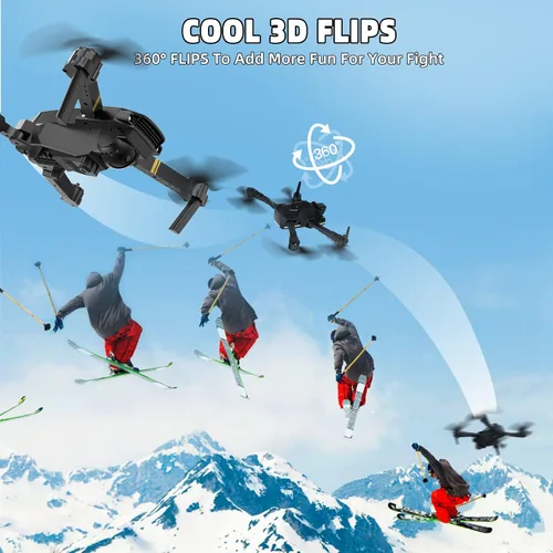 Vista 7 de Drones con cámara para adultos 4K 1080P, mini dron con cámara plegable para adultos, retención de altitud, despegue y tierra con una tecla, giro 3D