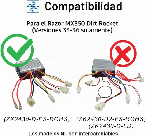 Vista 5 de AlveyTech Controlador ZK2430-D-FS-ROHS de 24 voltios para la moto Razor MX350 Dirt Rocket (versiones 33-36) - Módulo de control de velocidad