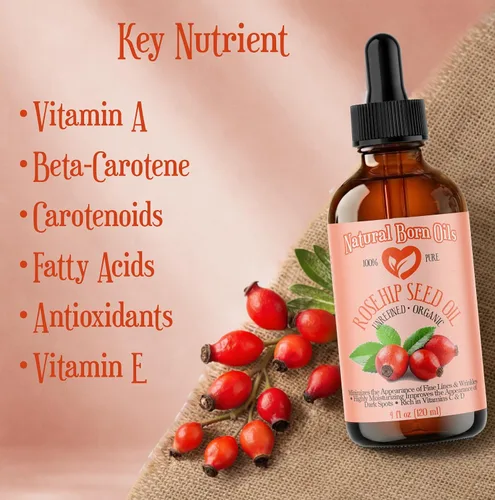 Vista 3 de Aceite de semilla de rosa mosqueta de 4 onzas, 100% puro y natural, prensado en frío, sin refinar, hidratante orgánico para piel y cabello, incluye
