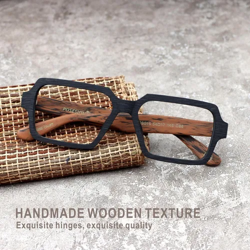 Vista 2 de J&L Gafas Moda Marco Grande De Madera Imitación Unisex Gafas Marco