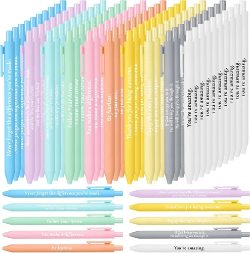 Vista 12 de Teling 100 bolígrafos inspiradores a granel motivacionales a granel con frases divertidas, regalo de agradecimiento positivo para adultos de regreso