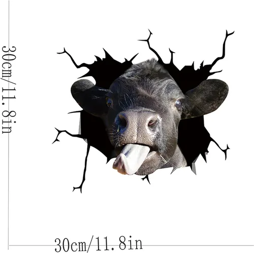 Vista 3 de NAFS Fukasse - Calcomanía de animales para automóvil, divertida vaca, ganado, grieta, ventana de coche, pegatina novedosa para mascotas