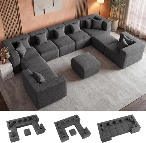 Vista 11 de MONVANE Sofá cama convertible de 55.5 pulgadas, sofá cama 2 en 1 sin hueso con bolsillo de almacenamiento, cómodo sofá de asiento profundo