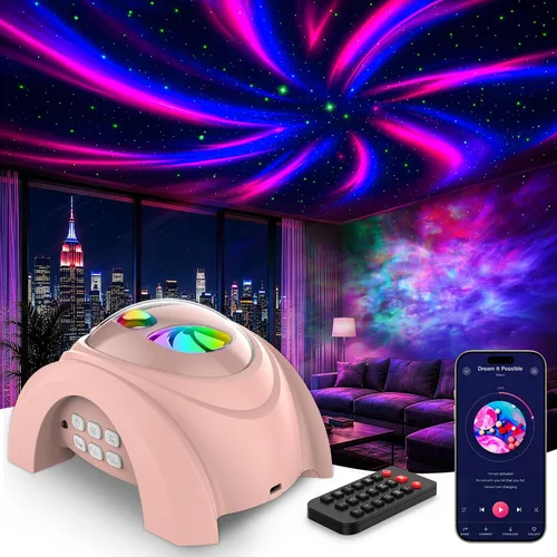 Vista 14 de Rossetta Proyector de luz nocturna con doble lente Galaxy Star Aurora para Blanco espacial