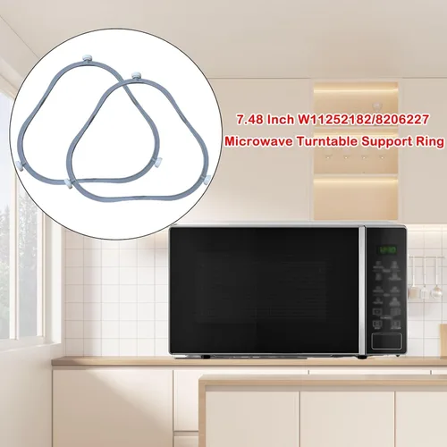 Vista 6 de Paquete de 2 anillos de soporte para tocadiscos de microondas W11252182/8206227 de 7.48 pulgadas, pieza de repuesto de soporte de bandeja de vidrio