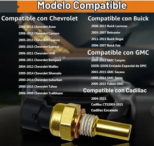 Vista 7 de Sensor de temperatura del refrigerante del motor compatible con Chevy Avalanche Impala Trailblazer Suburban 1500 2500 HD Express Silverado GMC Envoy