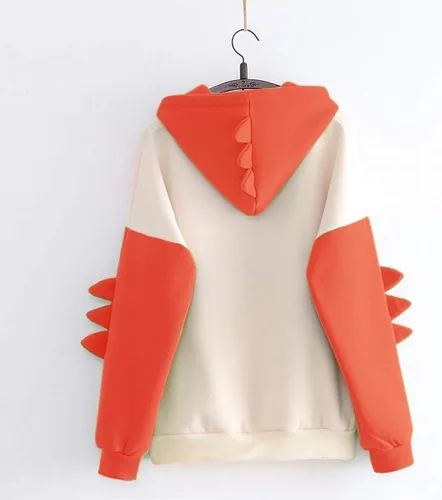 Vista 2 de Mikilon - Sudadera con capucha para mujer, diseño de dinosaurio, de anime, de gran tamaño, de manga larga