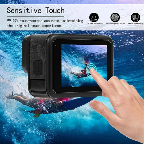 Vista 2 de [9 piezas] Protector de pantalla para GoPro Hero 12 11 10 9 negro, 9 piezas de vidrio templado protector de pantalla Len