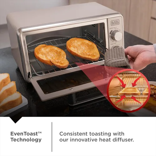 Vista 4 de BLACK+DECKER Crisp N Bake™ PRO - Horno tostador digital de 4 rebanadas, 5 funciones de cocción, horno de encimera de convección, se adapta a pizza