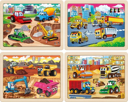 Vista 2 de SYNARRY - Rompecabezas grandes de madera para niños de 4 a 6 años Monster Truck Puzzles for Kids Ages 3-5, Birthday Gifts for Boys & Girls
