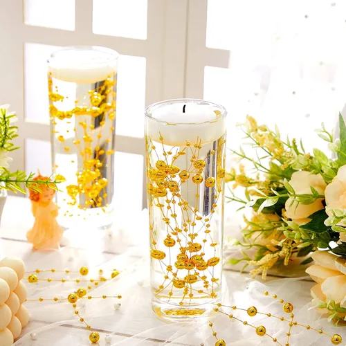 Vista 6 de Geosar 48 cuerdas de perlas artificiales para velas flotantes, rellenos de jarrones sintéticos, guirnaldas decorativas de cuentas para centros