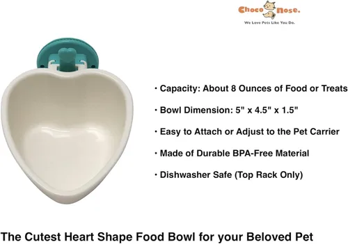 Vista 2 de Choco Nose Tazón de comida extraíble patentado en forma de corazón para perros, cachorros, conejos, gatos, cobayas, chinchillas, pájaros, plato