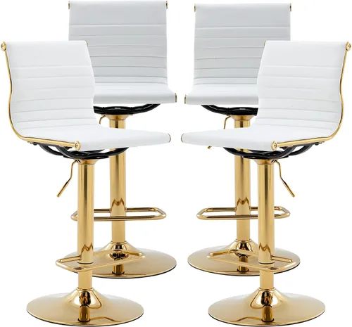 Vista 16 de chairus Juego de 2 taburetes de bar giratorios modernos, taburetes de bar ajustables con altura de mostrador, taburetes de piel sintética sin brazos