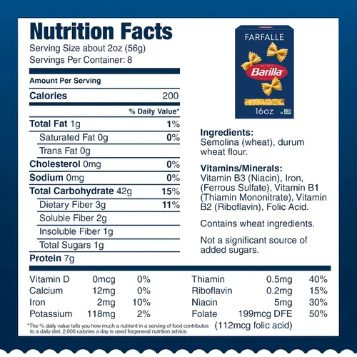 Vista 2 de Barilla Farfalle Pasta, caja de 16 oz. - Sin transgénicos, hecha con sémola de trigo duro - Certificada Kosher