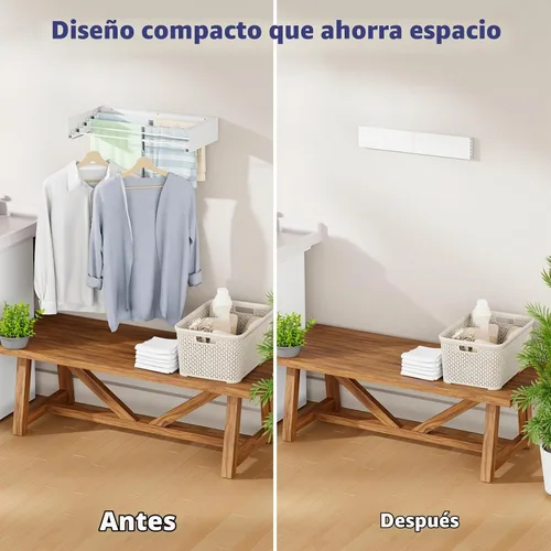 Vista 7 de ZMBESUP Estante de secado montado en la pared, 23.6 pulgadas plegable para organización de la lavandería, estante retráctil de lavandería que ahorra