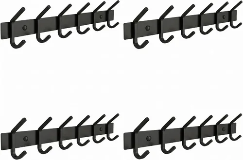 Vista 12 de Perchero de Abrigos Pequeño Negro Mate para Pared – Riel de Ganchos de Acero Inoxidable de 6 Pulgadas con 2 Ganchos Dobles para Abrigos
