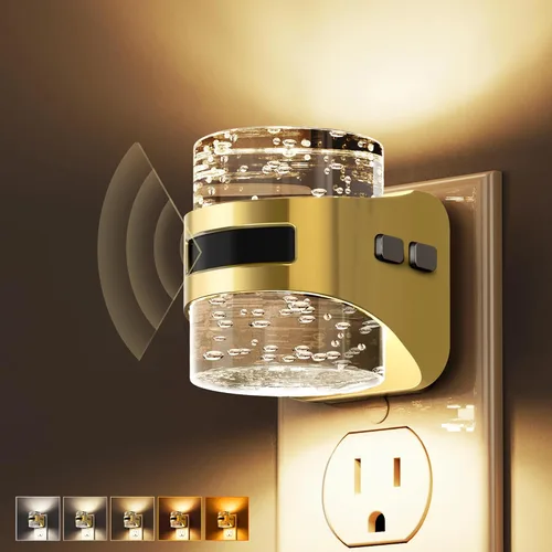 Vista 30 de L LOHAS LED Luz nocturna con sensor de movimiento, luces nocturnas de burbujas enchufables a la pared, luz nocturna de cambio de temperatura