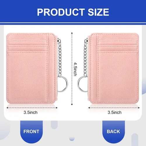 Vista 2 de Buryeah 2 carteras minimalistas delgadas de cuero con bolsillo frontal, carteras con bloqueo RFID, para mujer, tarjetero para tarjetas de crédito