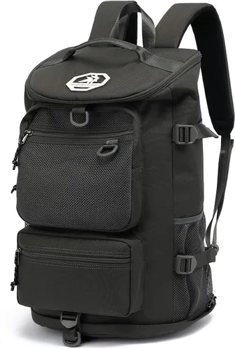 Vista 16 de Kalesi Mochila Bolsa de Lona para Gimnasio 4 Vías Impermeable con Compartimento para Zapatos para Viaje Deporte Senderismo Laptop, 02-Negro