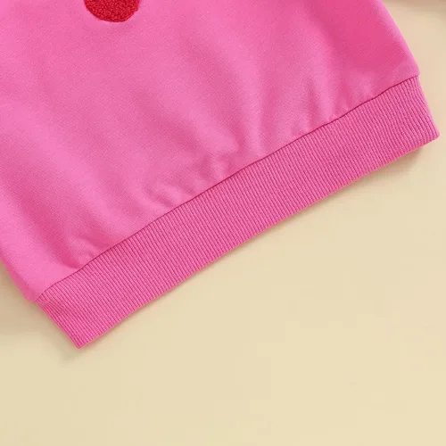 Vista 7 de DSORVICD Sudadera de manga larga con bordado de corazón para bebé, niña, niño, para el día de San Valentín, linda ropa de otoño e invierno
