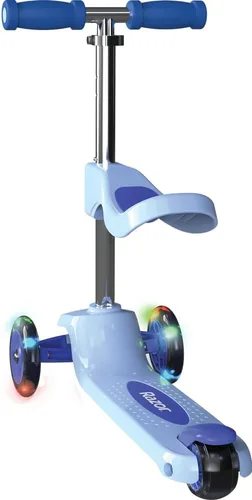 Vista 2 de Razor Rollie, Scooter de 3 ruedas para niños más pequeños, opciones de conducción sentada y de pie, ruedas iluminadas