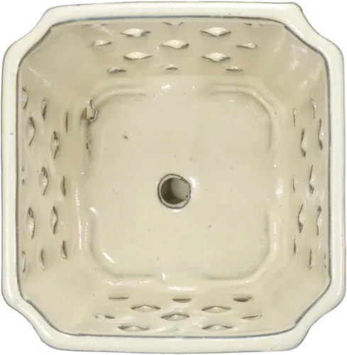 Vista 5 de W&W Orchid Pot with Holes and Saucer for Repotting and Better Grow, Cream White, 7" Blanco crema