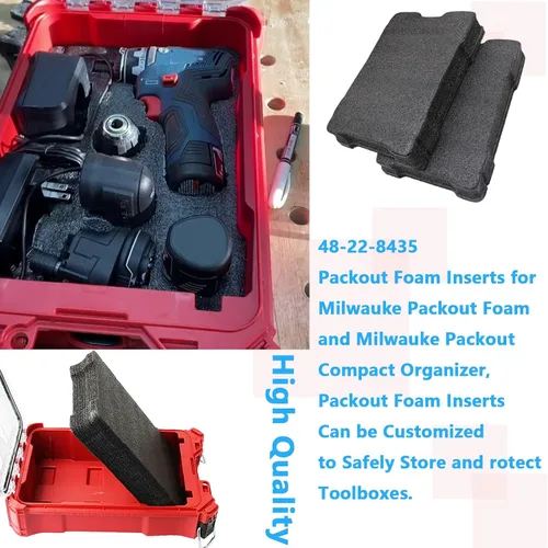 Vista 4 de Packout - Inserto de espuma 48-22-8435 se adapta a Milwauke Foam Packout Insert y caja de herramientas de espuma (2 piezas)