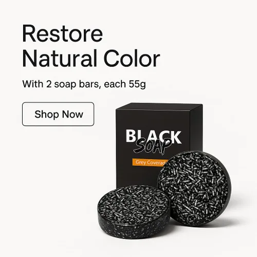 Vista 4 de Set de jabón negro herbario para el cabello, con extracto de ginseng, polvo de carbón y semilla de sésamo, aspecto oscuro natural, apoya el cabello