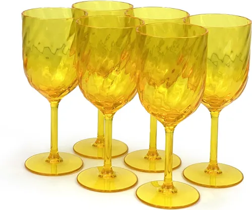 Vista 17 de Yalin Juego de 6 vasos apilables irrompibles de plástico acrílico para vino y agua de 12 onzas (azul, 12 onzas)