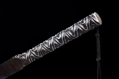Vista 6 de Espada completa azul de alta hoja de acero de manganeso Katana japonesa Samurai Espada Funda de cuero