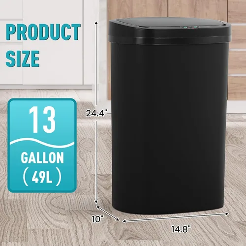Vista 4 de Basurero automático de 13 galones para cocina con tapa, bote de basura sin contacto con sensor de movimiento - higiénico, control de olores