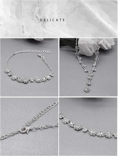 Vista 8 de UDYLGOON UDORA - Juego de collar y aretes de cristales para novia, damas de honor
