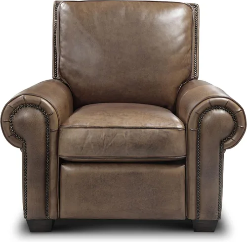 Vista 4 de Sillón reclinable tradicional Valencia 100% de grano superior de cuero envejecido a mano